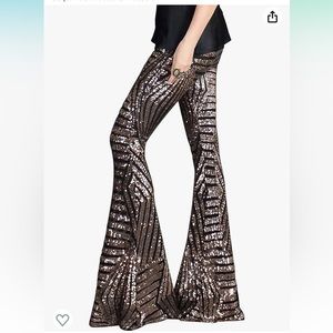 AZOKOE Women's Casual High Waisted Flare Palazzo Lounge Pants